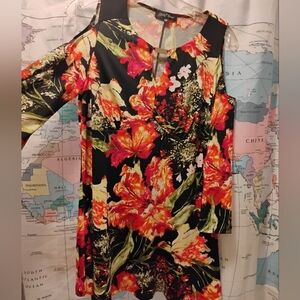 Slinky Brand Cold Shoulder Tunic Blouse Medium